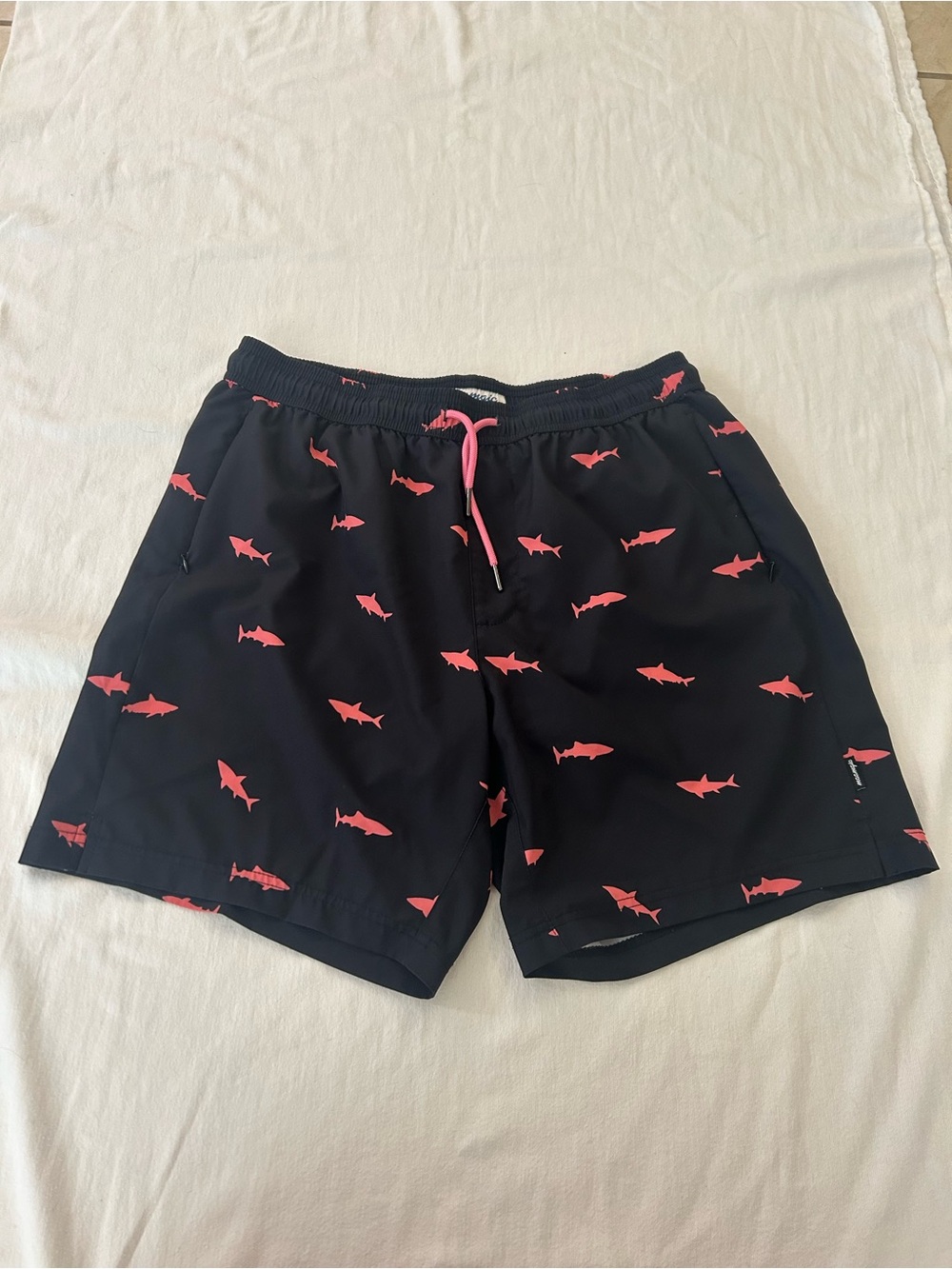 Maamgic Shark Print Swim Trunks Men’s XL Pink Black Board Shorts